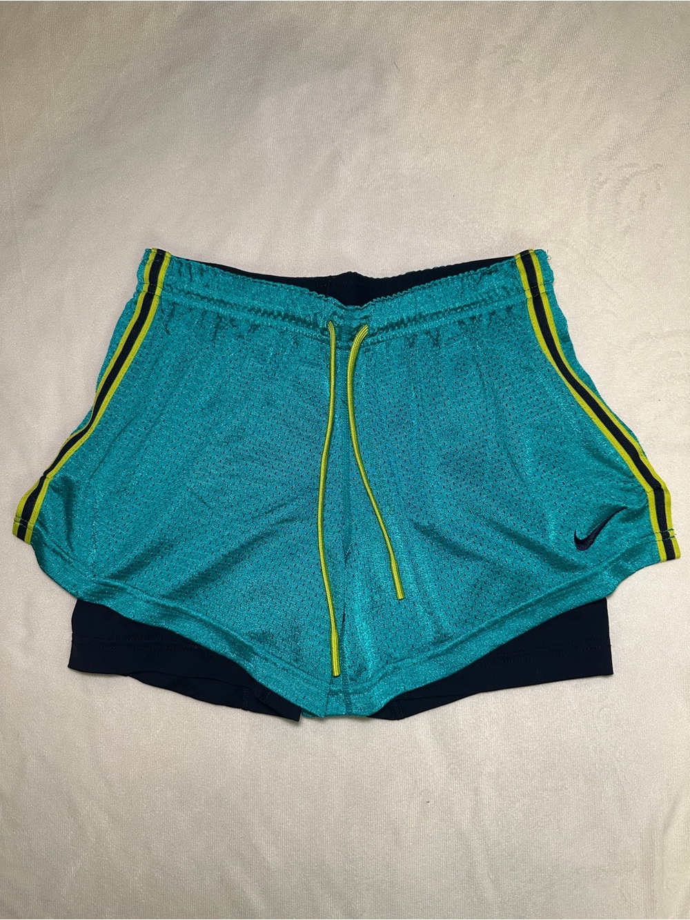 Nike Dri-FIT Teal Mesh 2-in-1 Running Shorts Size S